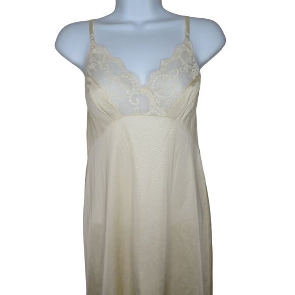 Vintage Vanity Fair Nylon Full Slip Dress Size 34L Beige Lace Overlay USA Made - Picture 6 of 13
